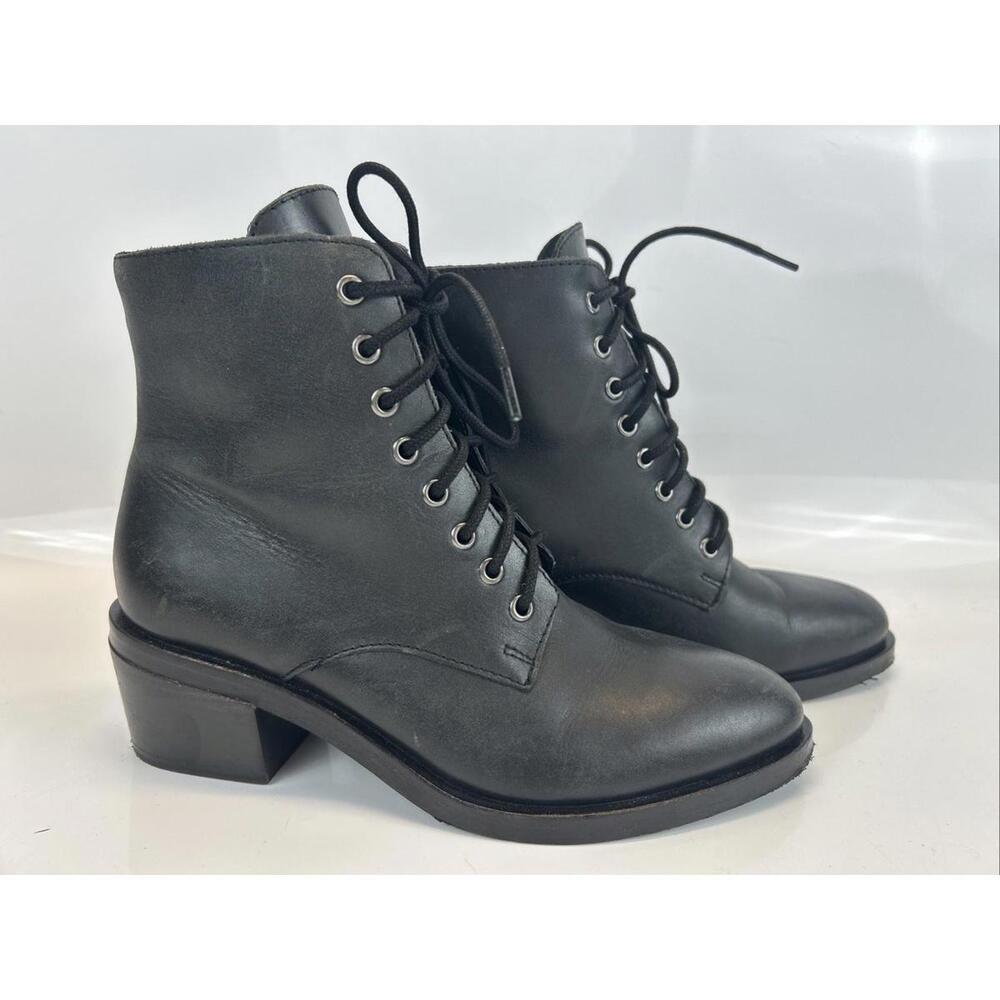 Jeffrey Campbell Zephyr Black Leather Lace-Up Ankle Boots Women’s Size 7